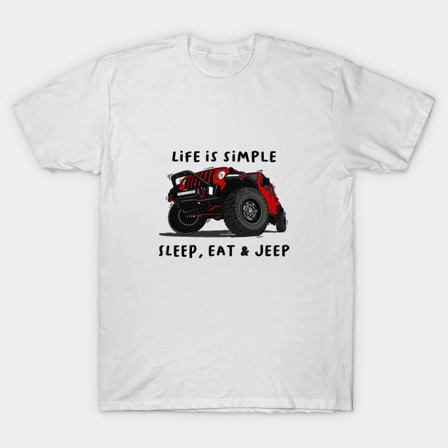 American Jeep Red T-Shirt by 4x4 Sketch